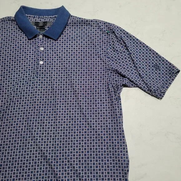 NIKE GOLF Tour DRI-FIT UV Geometric Checkered Polo Shirt NWOT Navy Blue Large - Picture 1 of 11